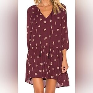 BB Dakota Burgundy Patterned Dress